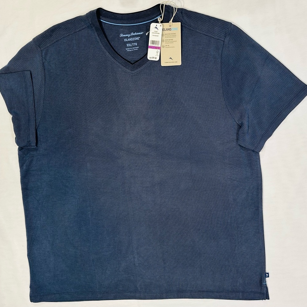 Tommy Bahama Men’s Island Zone Coastal Crest V-Neck T-shirt XXL 2XL Navy NEW